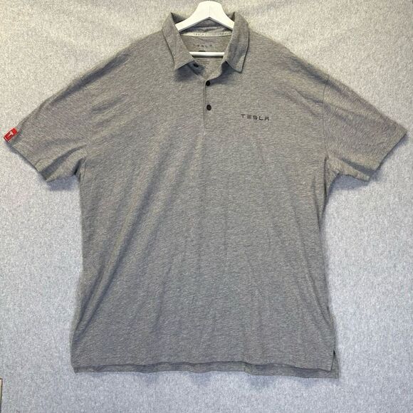 Tesla Men’s Size XXXL Tesla Motors Polo Shirt Heather Grey Short Sleeve Casual